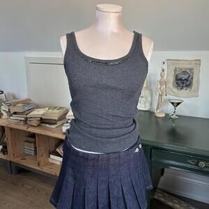 new york and company charcoal gray tank top with bead detailing
